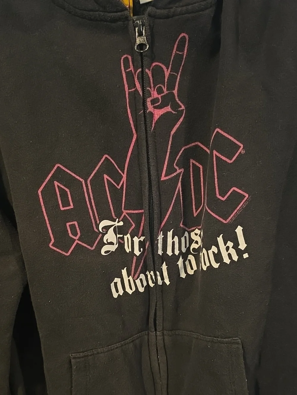 Rockware Anthill Trading AC DC Black Hoodie Jacket with Pink Graphic Size XXL